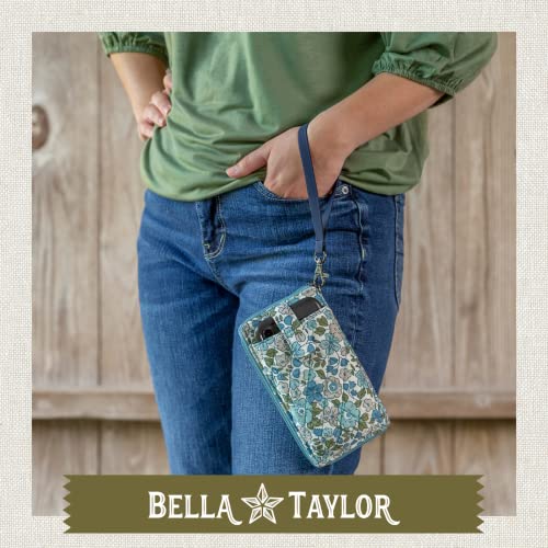 Bella Taylor Cell Phone Wristlet Wallet for Women with Smartphone Pocket and RFID Protection, Delicate Floral Blue