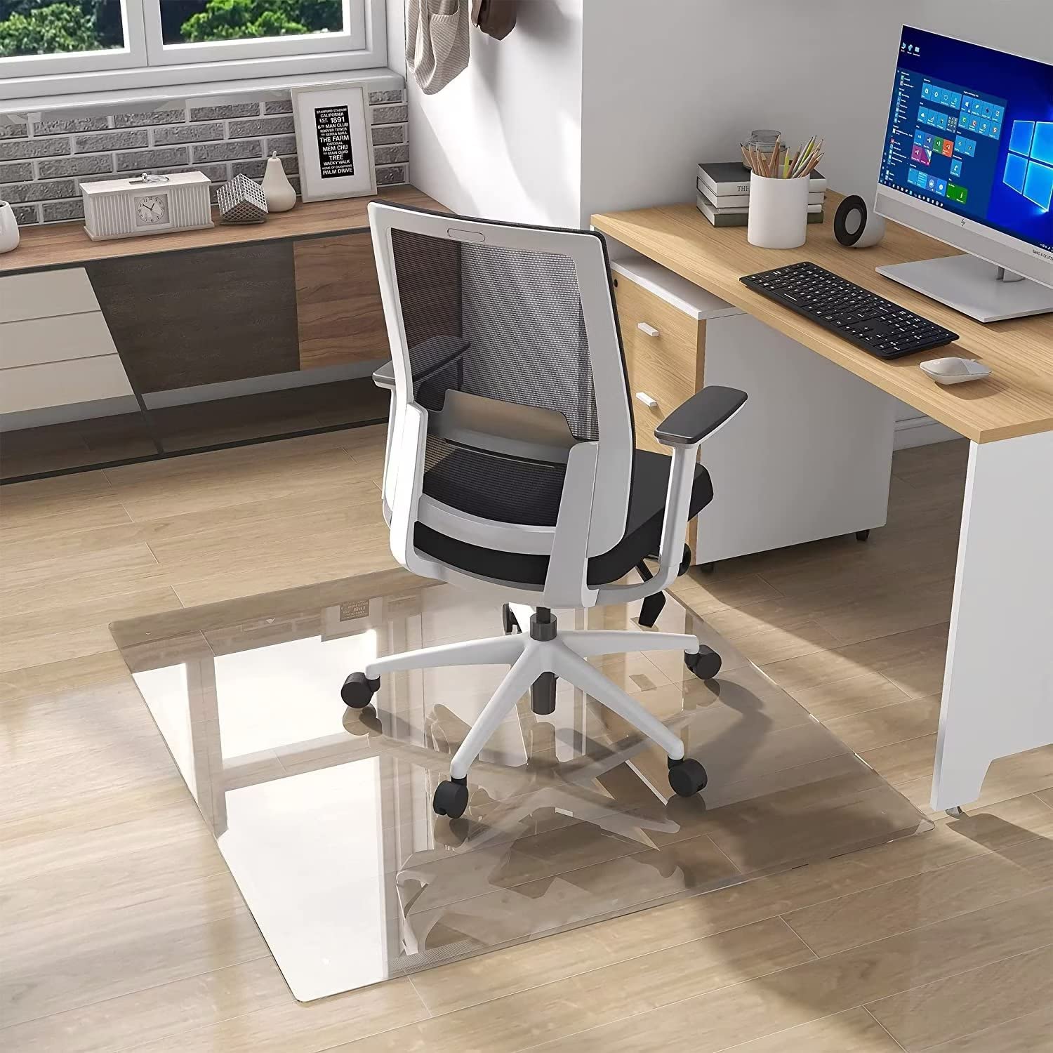 Natsukage Glass Chair Mat, 36" x 48" x 1/5" Thick Tempered Glass Office Chair Mat for Carpet or Hardwood Floor - Effortless Rolling, Easy to Clean, Best for Your Home or Office Floor