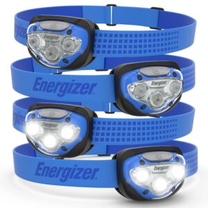 energizer led headlamps pro (4-pack), ipx4 water resistant headlamps, high-performance head light for outdoors, camping, running, storm, survival, (batteries included)