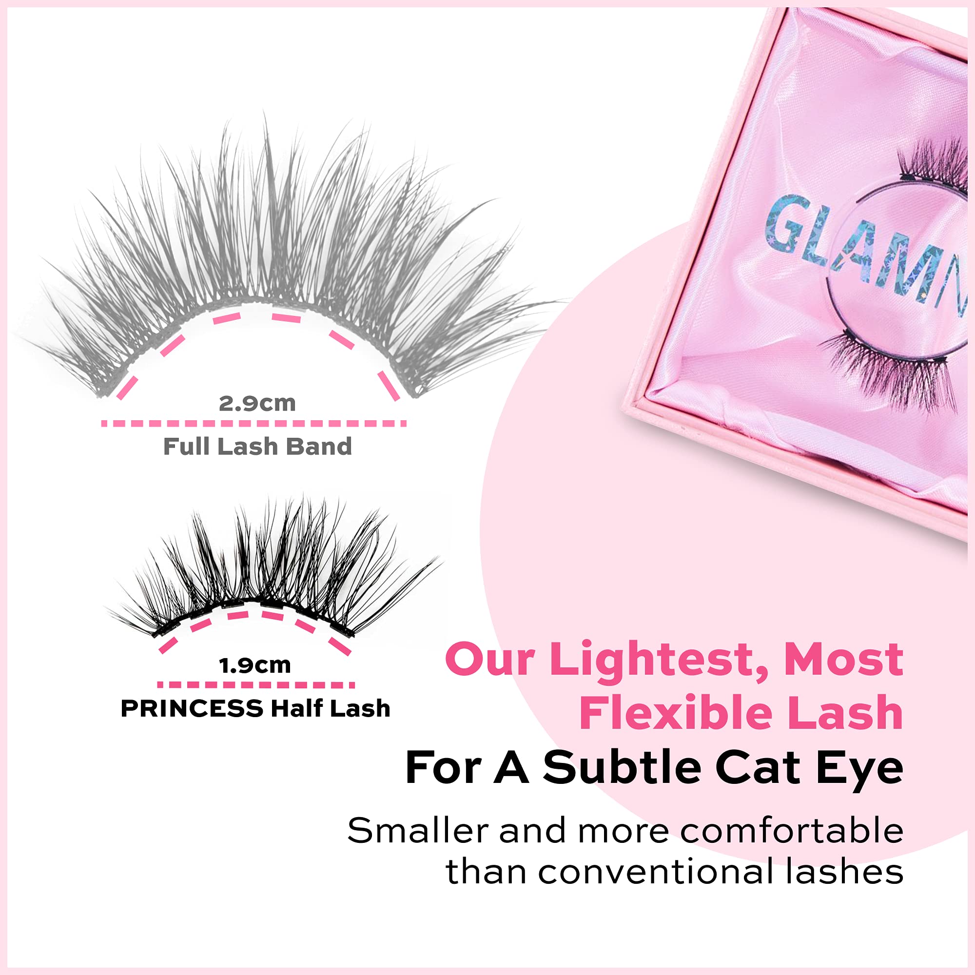 Glamnetic Magnetic Half Lashes Bundle - Princess & Queen | Natural Looking, Short Cat Eye Flared, 6 Magnet Band, Reusable up to 60 Wears