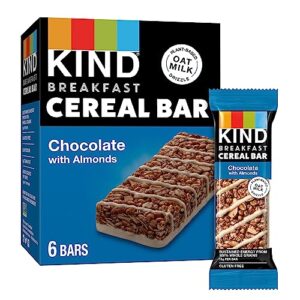 kind breakfast cereal bars, gluten free snacks, chocolate with almonds, 9.3oz box (6 bars)