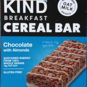 KIND Breakfast Cereal Bars, Gluten Free Snacks, Chocolate with Almonds, 9.3oz Box (6 Bars)