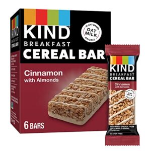 kind breakfast cereal bars, gluten free snacks, cinnamon with almonds, 9.3oz box (6 bars)