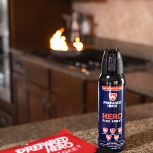 Prepared Hero Fire Spray - Mini Fire Extinguishers for House, Car, Garage - Kitchen Small Fire Extinguisher for Home, Made in USA, 100% Organic - Compact, Portable & Easy to Use, Non-Toxic - 4 Pack