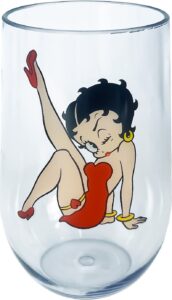 spoontiques - betty boop acrylic wine cup - acrylic wine tumbler – acrylic stemless wine glass – 16oz - 5 5/8” tall