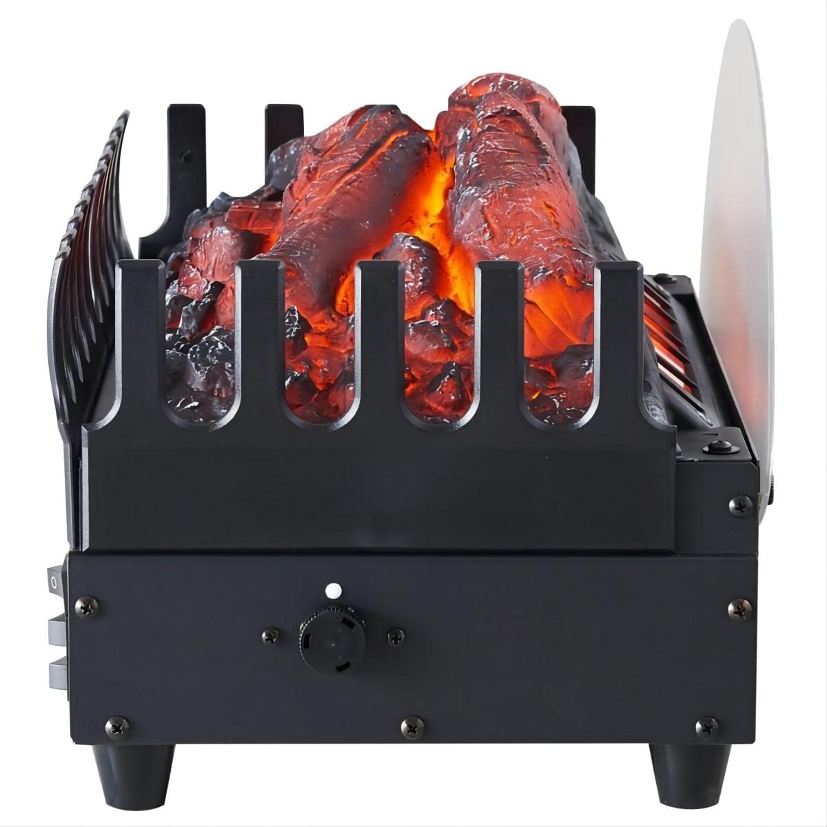 PuraFlame Electric Fireplace Log Heater, 16" Fireplace Inserts with Realistic Ember Bed, Thermostat, 750/1500W, Black