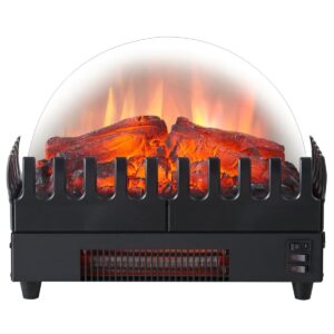 PuraFlame Electric Fireplace Log Heater, 16" Fireplace Inserts with Realistic Ember Bed, Thermostat, 750/1500W, Black