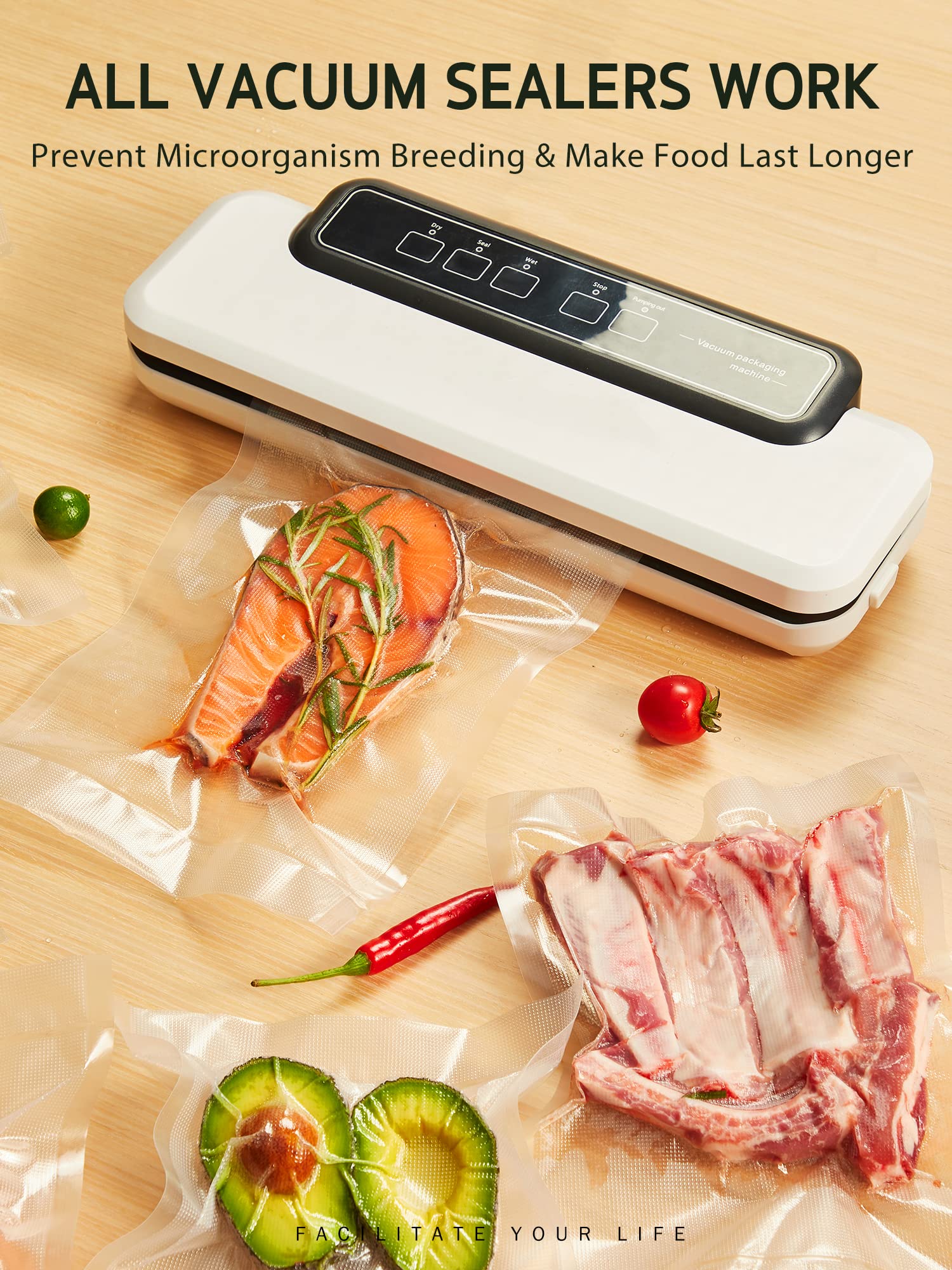 Syntus 11" x 150' Food Vacuum Seal Roll Keeper with Cutter Dispenser, Commercial Grade Vacuum Sealer Bag Rolls, BPA Free Food Vac Bags, Ideal for Storage, Meal Prep and Sous Vide