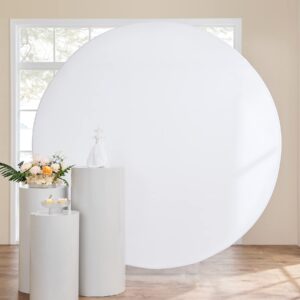 7.5ft white round backdrop covers for arch circle stand, wrinkle resistant background cover for birthday party wedding baby shower decoration