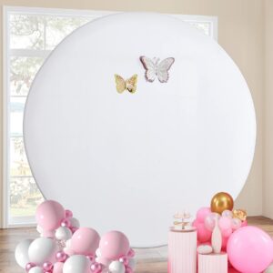 7.5ft White Round Backdrop Covers for Arch Circle Stand, Wrinkle Resistant Background Cover for Birthday Party Wedding Baby Shower Decoration