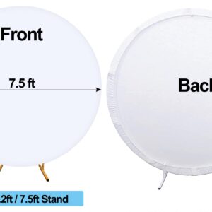7.5ft White Round Backdrop Covers for Arch Circle Stand, Wrinkle Resistant Background Cover for Birthday Party Wedding Baby Shower Decoration