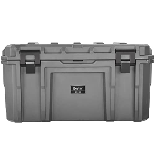 Eylar SR-90 Large Crossover Overland Cargo Case, Equipment Hard Case, Roto Molded, Stackable with Pad-Lock Hasp, Strap Mountable, TSA Standard, IPX4 Rated, 90 Liters (Gray)