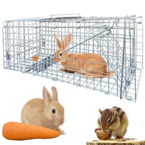 live animal cage trap,24 x 7 x 8in animal trap for rabbits,stray cats,squirrels,humane cat trap,foldable live traps cage with handle for groundhogs,opossums