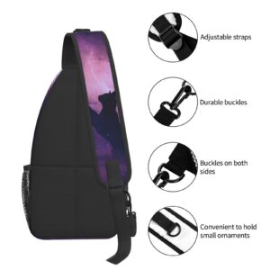 Cat and Butterfly Sling Bag Backpack Women Men Crossbody Shoulder Chest Bag Unisex for Travel Casual Hiking with Adjustable Strap One Size