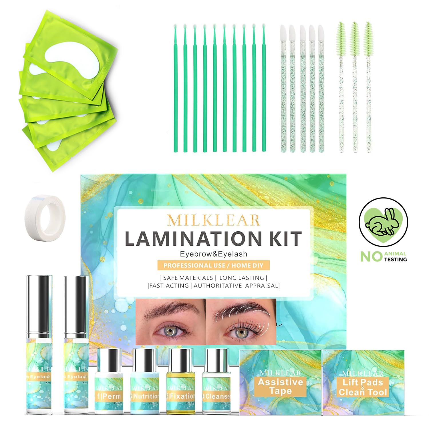 MILKLEAR Lash Lift Kit and Eyebrow Lamination Kit Eyelash Perm Kit Lifting and Curling for Home DIY Salon Result Last 6-8weeks