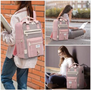 LOVEVOOK Laptop Backpack for Women Waterproof Travel Backpack with USB Charging Port 15.6 Inch