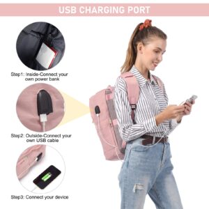 LOVEVOOK Laptop Backpack for Women Waterproof Travel Backpack with USB Charging Port 15.6 Inch