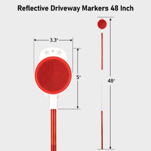 Driveway Markers, 48 Inch Driveway Reflectors for Snow Plowing - Double Sided Reflective Driveway Markers Snow Stakes with Easy Visibility at Night and All Weather (4 Pack)