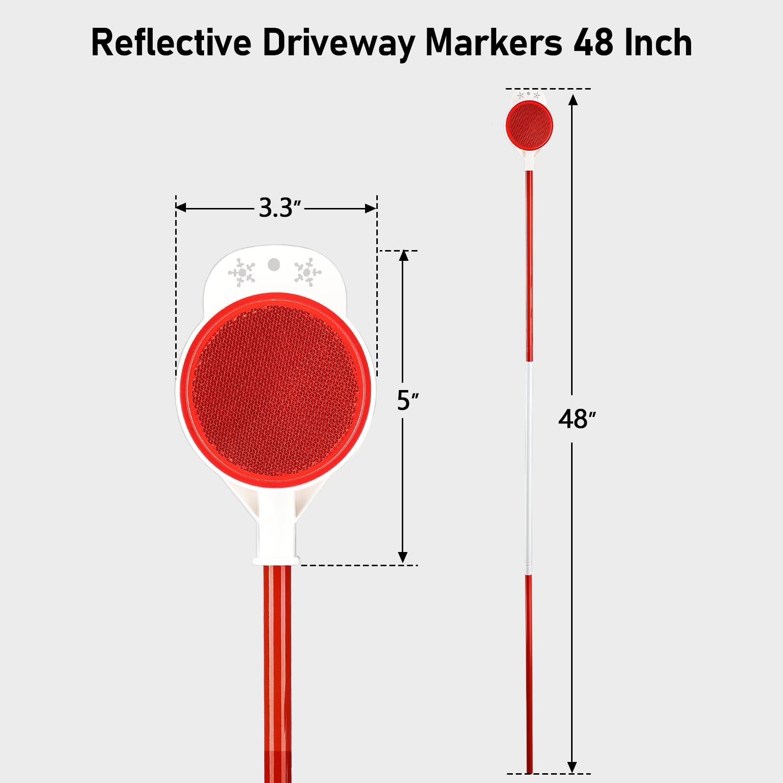 Driveway Markers, 48 Inch Driveway Reflectors for Snow Plowing - Double Sided Reflective Driveway Markers Snow Stakes with Easy Visibility at Night and All Weather (4 Pack)