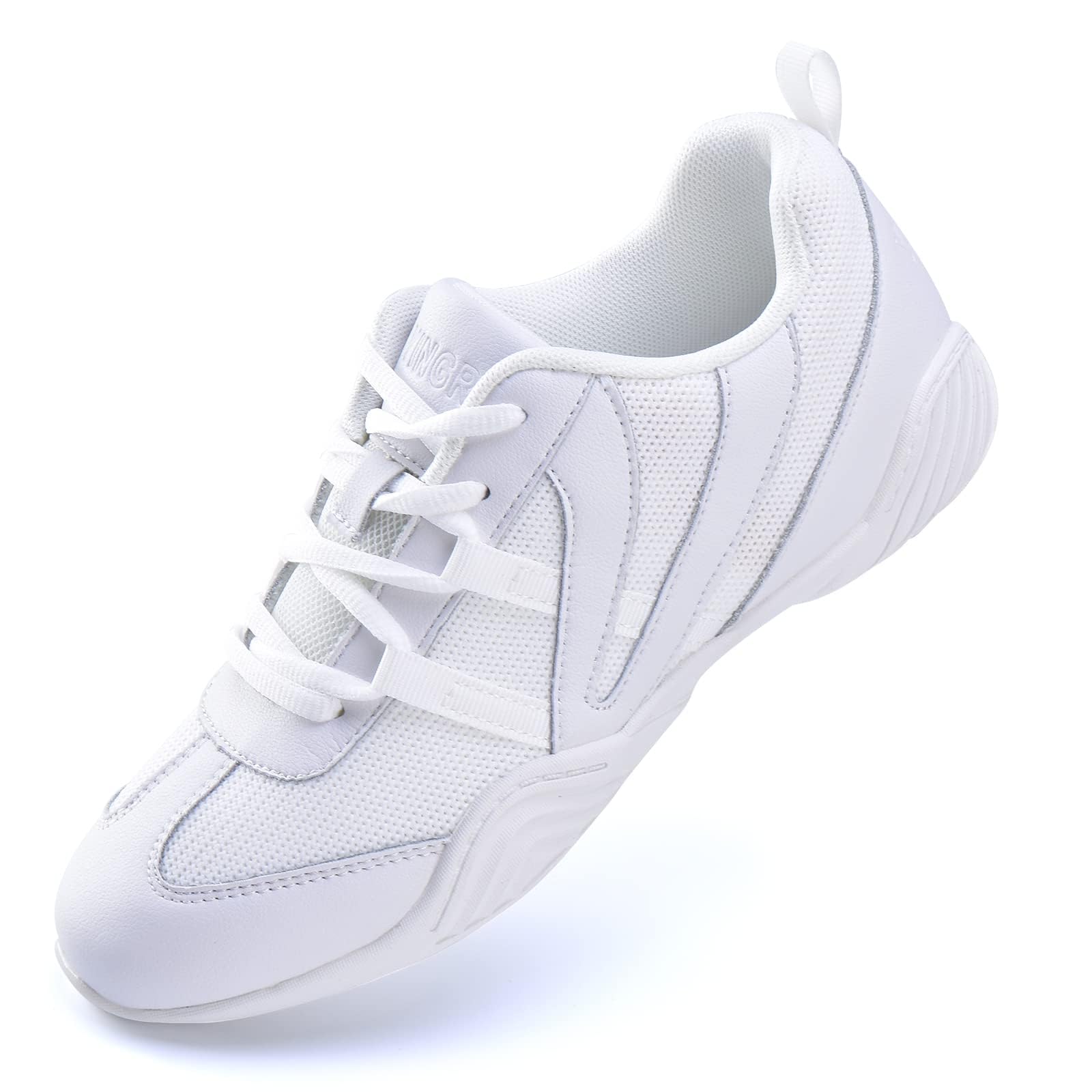 JITUUE White Women Cheer Shoes Walking Girls Tennis Soft Dance Cheerleading Sneakers(White,8