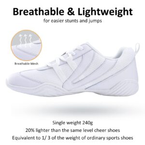 JITUUE White Women Cheer Shoes Walking Girls Tennis Soft Dance Cheerleading Sneakers(White,8