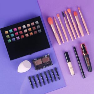 Full Makeup Kit with Applicator - 78 Color Cosmetic Gift Set Include Eyeshadow/Lipstick/Blush/Contour/Concealer, Mascara, Lip Liner, Eyeshadow Primer, Eyebrow Powder, Sponge and 8pcs Makeup Brush