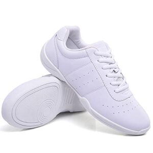 YSMIIH Women White Cheer Shoes Cheerleading Walking Girls Tennis Soft Dance Sneakers(White,8