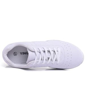YSMIIH Women White Cheer Shoes Cheerleading Walking Girls Tennis Soft Dance Sneakers(White,8