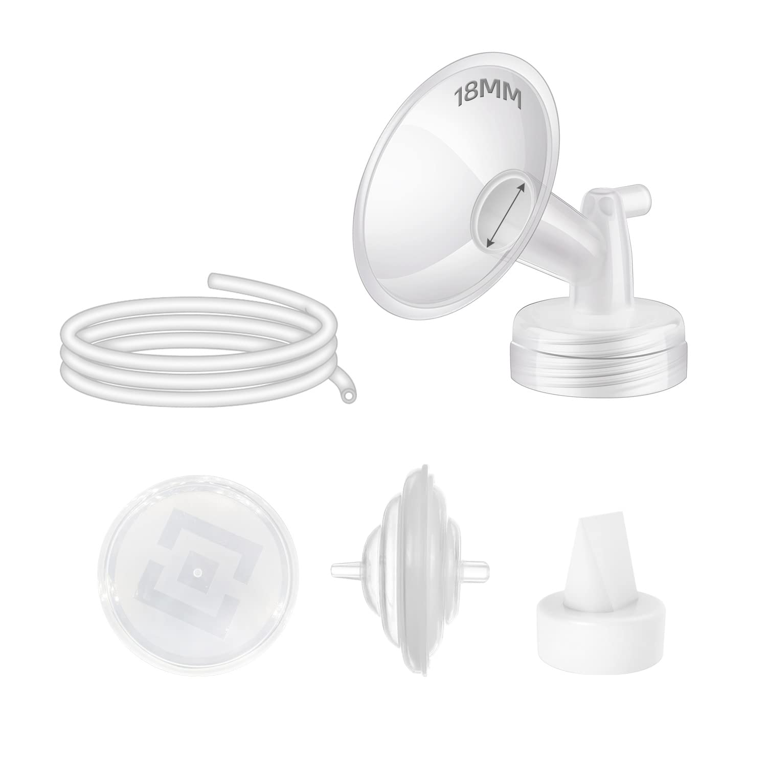 Begical Pump Parts Compatible with Spectra S2 S1 9 Plus Motif Luna Amada MYA Breastpump, Incl 18mm Flange White Valve Tubing Backflow Protector Flange Cover, Replace Original Pump Accessories