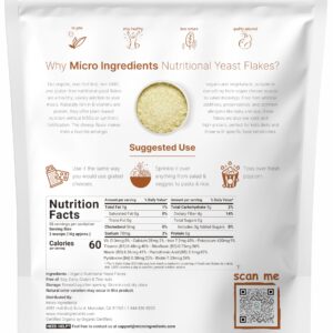 Organic Non-Fortified Nutritional Yeast Flakes, 2 Pounds | Rich in Vegan Protein, B Vitamins & Beta-glucans | Keto Friendly, Dairy Free Cheese Substitute, Non-GMO, Gluten Free