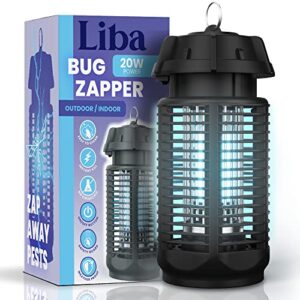 LiBa Electric Bug Zapper, Outdoor & Indoor Insect Killer with Switch – 4000V Powerful Grid, 20W Extra Brightness IPX4 Waterproof Mosquito Repellent Outdoor, Fly Traps for Backyard Patio