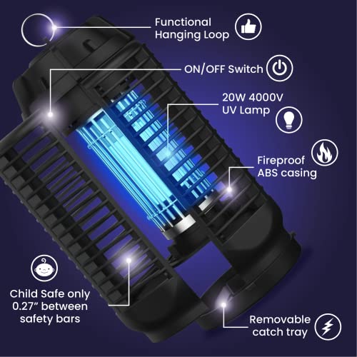 LiBa Electric Bug Zapper, Outdoor & Indoor Insect Killer with Switch – 4000V Powerful Grid, 20W Extra Brightness IPX4 Waterproof Mosquito Repellent Outdoor, Fly Traps for Backyard Patio