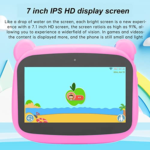 Dpofirs Kids Tablet Gifts, 7in HD Tablet for Boys Girls, 2GB RAM 32GB ROM Android 10.0 Toddler Tablet, Bluetooth, WiFi, GPS, Dual Camera, Android Tablet PC Gifts for Christmas(Pink)