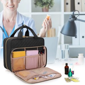 Damero Pill Bottle Organizer, Travel Medicine Bag Organizer, Medicine Organizer and Storage for Pills, Vitamin, Fish Oil, Medical Supplements for Women and Men, Black