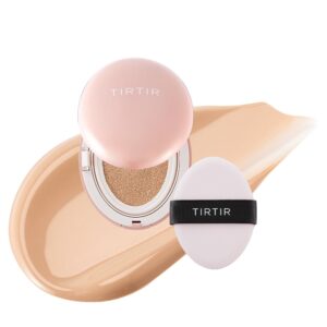 tirtir mask fit all cover pink cushion foundation | high coverage, semi-matte finish, lightweight, flawless, corrects redness, korean cushion, mini (0.15 oz.), 23n sand