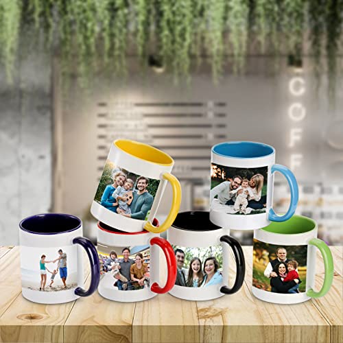 AVLA 6 Packs Porcelain Sublimation Mugs, 12 OZ Blank Drinking Cups with Handles, DIY Coated Ceramic Coffee Mug Sets for Cappuccino, Tea, Milk, Latte, Hot Cocoa, Microwave and Dishwasher Safe