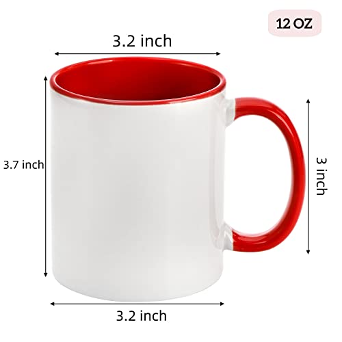 AVLA 6 Packs Porcelain Sublimation Mugs, 12 OZ Blank Drinking Cups with Handles, DIY Coated Ceramic Coffee Mug Sets for Cappuccino, Tea, Milk, Latte, Hot Cocoa, Microwave and Dishwasher Safe