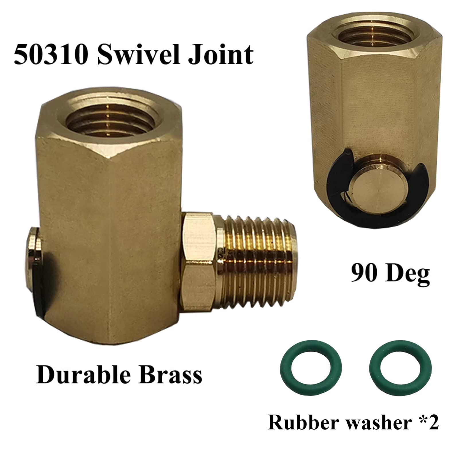 50310 Swivel Joint for Air Hose Reel 1/4'' FPT * 1/4'' MPT 90 Deg Swivel Fitting, 5/16-18G Male/Female