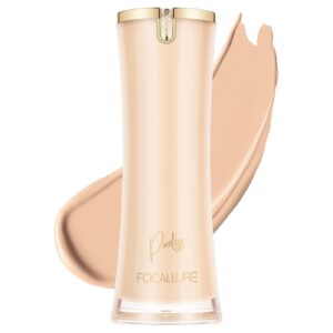 focallure perfectbase lasting poreless liquid foundation, medium to full coverage with matte finish, covers blemishes & under-eye circles for all skin types, cp02 cream