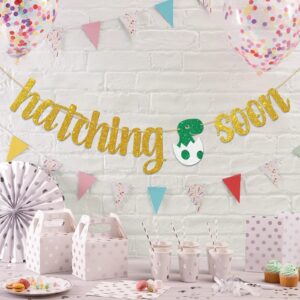 Dalaber Hatching Soon Banner, Dinosaur Baby Shower Decorations for Boy, Dinosaur Party Supplies, Welcome Baby Banner, Kids 1st Birthday Party Supplies