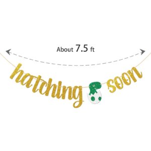 Dalaber Hatching Soon Banner, Dinosaur Baby Shower Decorations for Boy, Dinosaur Party Supplies, Welcome Baby Banner, Kids 1st Birthday Party Supplies