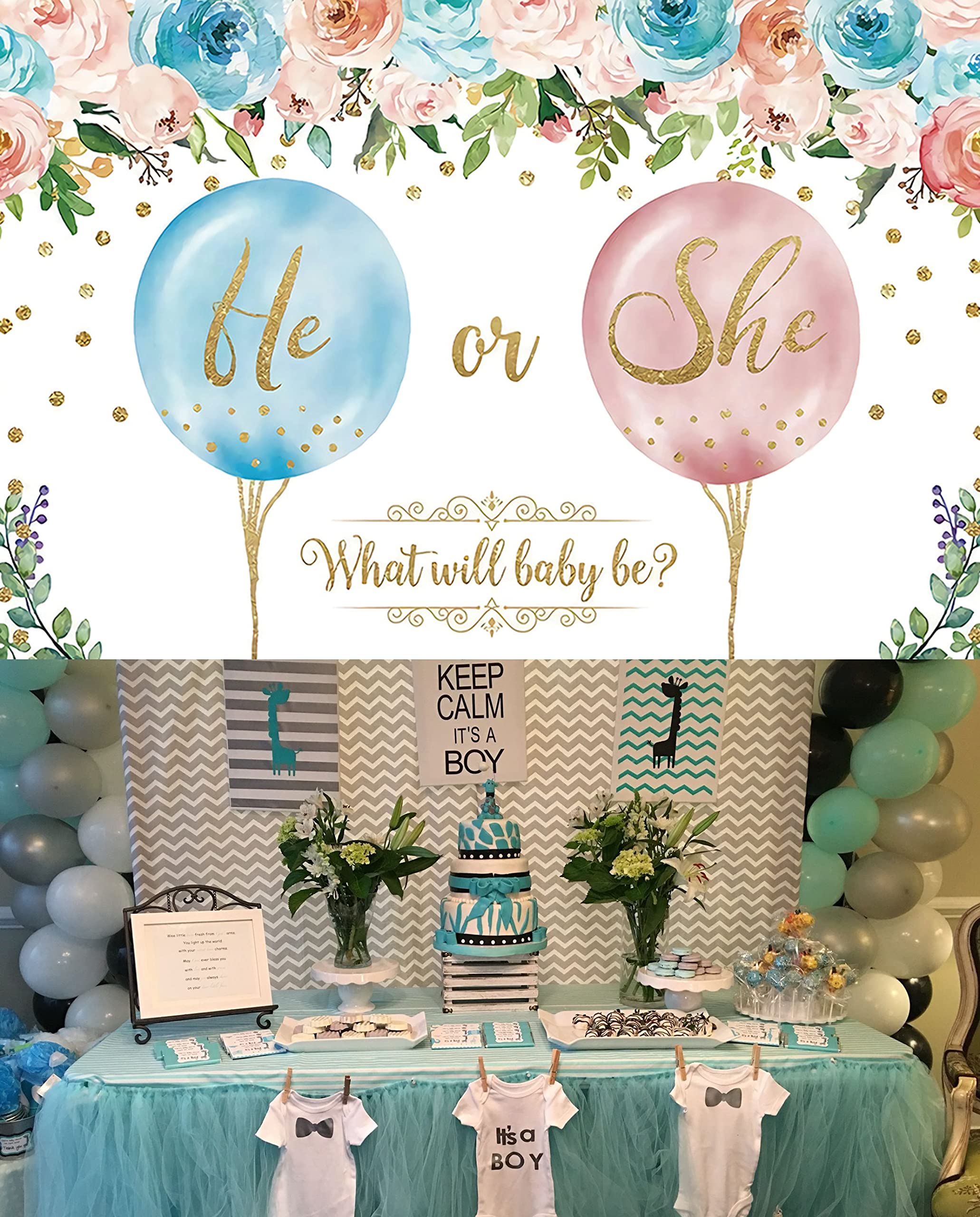 Baby Gender Reveal Party Decoration Baby Shower Backdrop Photo Background Banner Poster for Baby Gender Reveal Party Decorations Party Supplies 70.8 x 47.2 Inch