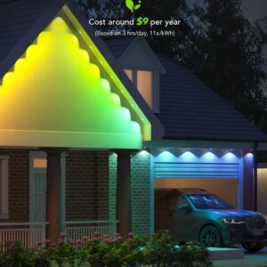 Govee Permanent Outdoor Lights, Smart RGBIC Outdoor Lights with 75 Scene Modes, 100ft with 72 LED Eaves Lights IP67 Waterproof for Outdoor Decor, Garden Decor, Work with Alexa, Google Assistant