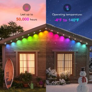 Govee Permanent Outdoor Lights, Smart RGBIC Outdoor Lights with 75 Scene Modes, 100ft with 72 LED Eaves Lights IP67 Waterproof for Outdoor Decor, Garden Decor, Work with Alexa, Google Assistant