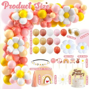 Groovy Birthday Party Decoration Pack 165Pcs, Retro Hippie Boho Daisy Party Favors Including Backdrop, Tablecloth, Tassel, Garlands, Sunglasses Headband Party Supplies for Girls Baby Shower (Groovy)