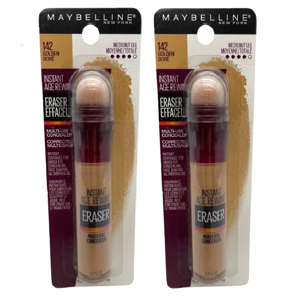 Pack of 2 Maybelline New York Instant Age Rewind Instant Eraser Multi-Use Concealer, Golden # 142