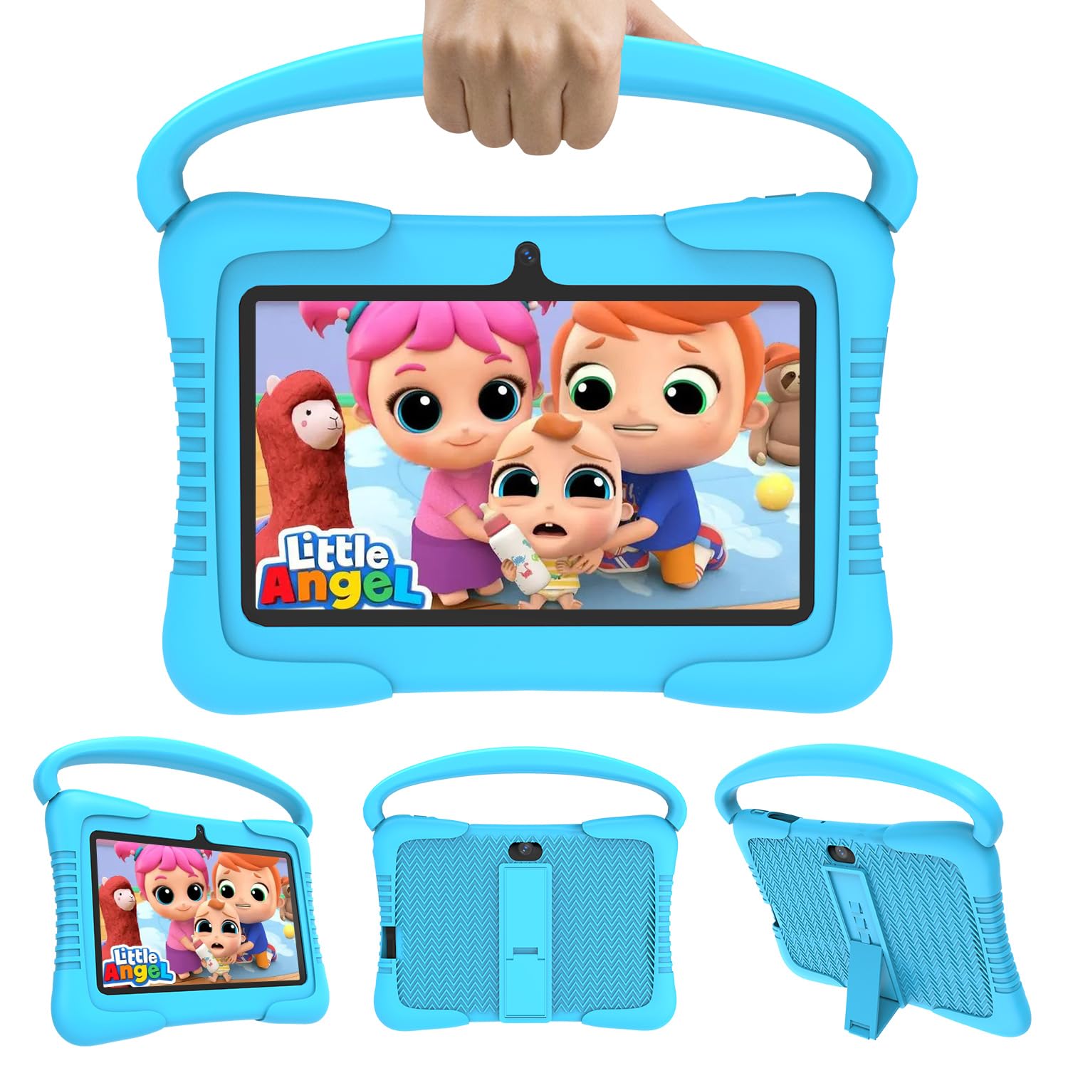 Kids Tablet, 7 Inch Tablet for Kids, Android 12.0 Parental Control Kid Content Tablet, 2GB 32GB(SD to 128GB), Eye Protection Mode, Dual Camera, WiFi, Google Store, Case with Stand, Blue