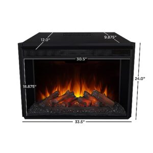 Real Flame Manus 64" Grand Electric Fireplace, Free-Standing with Mantel & Real Wood Finish - 6 Flame Colors, 5 Brightness Levels