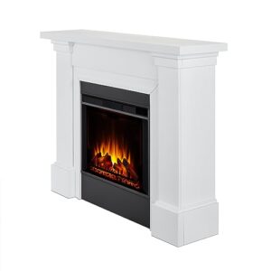 Real Flame Manus 64" Grand Electric Fireplace, Free-Standing with Mantel & Real Wood Finish - 6 Flame Colors, 5 Brightness Levels