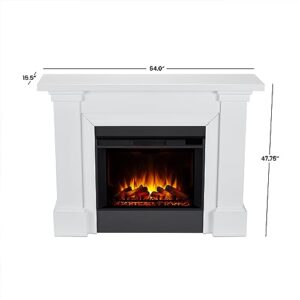 Real Flame Manus 64" Grand Electric Fireplace, Free-Standing with Mantel & Real Wood Finish - 6 Flame Colors, 5 Brightness Levels